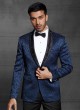 Jacquard Silk Suit In Blue Color